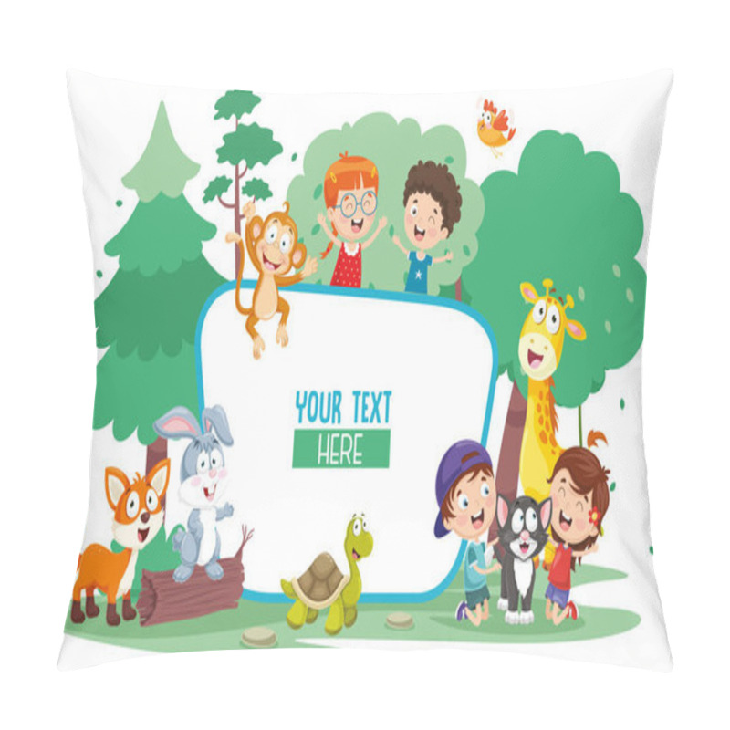 Personality  Vector Illustration Of Kids And Animals Pillow Covers