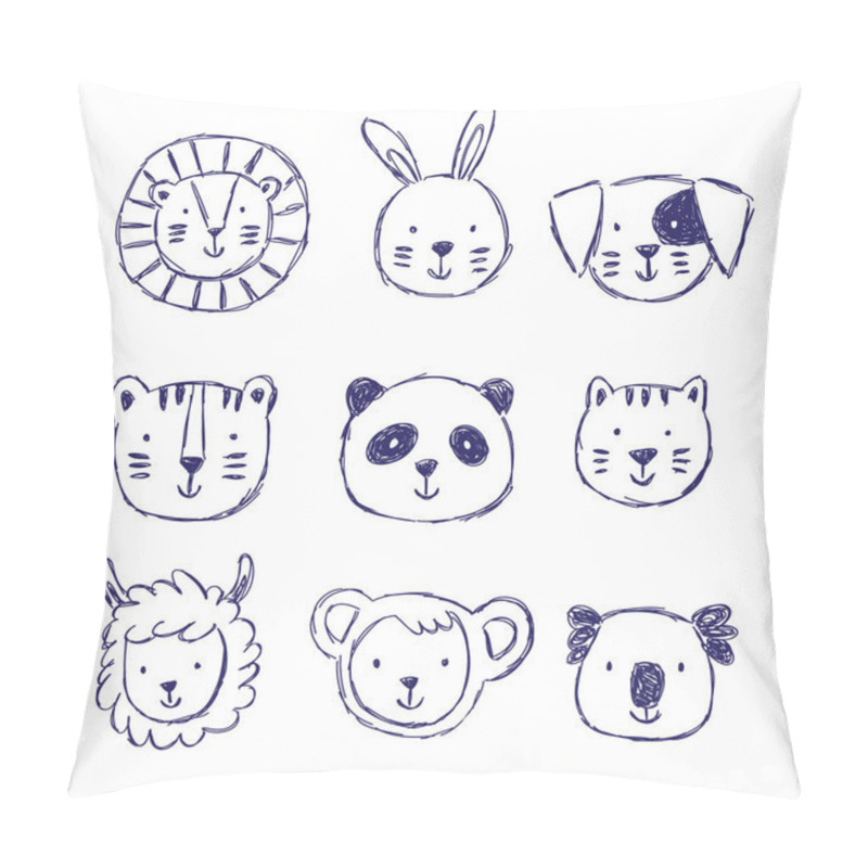 Personality  Childish Set Of Illustrations With Cute Animals Pillow Covers