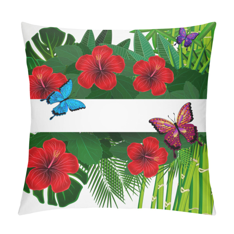 Personality  Tropical Floral Design Background With Butterflies. Pillow Covers