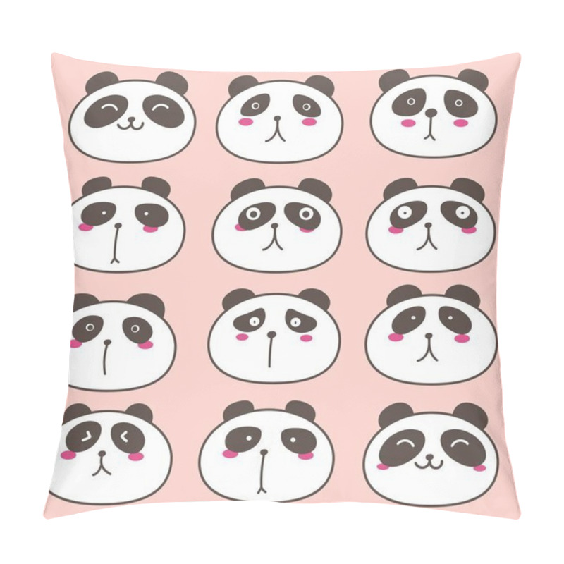 Personality  Hand Drawn Cute Panda Characters Set. Vector Illustration. Pillow Covers