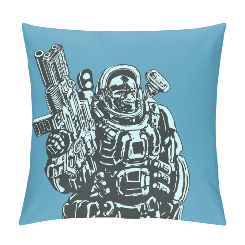 Personality  Heavy Space Marine. Vector Illustration. Pillow Covers