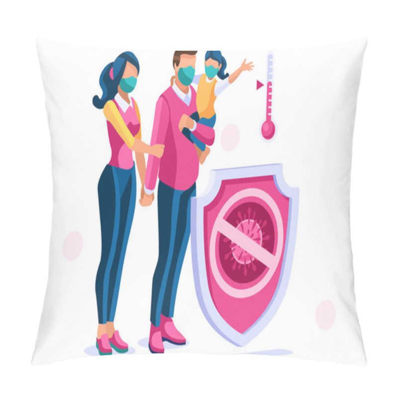 Personality  Symbolic Alert, Infection Risk Symbol. Coronavirus Virus Infected Person With Fever, Coronaviruses Signs And Symptoms. Global Health Caution To Viruses Pandemic Outbreak. Medical Concept. Vector Pillow Covers