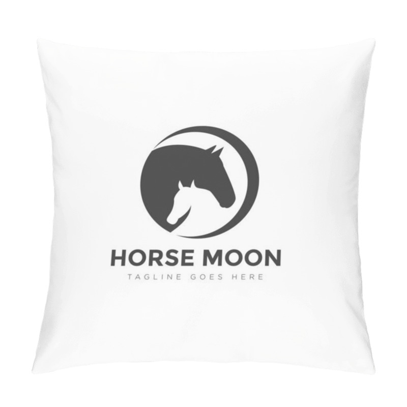 Personality  Horse Moon Logo, With Eclipse And Negative Space Of Cubs Vector Pillow Covers