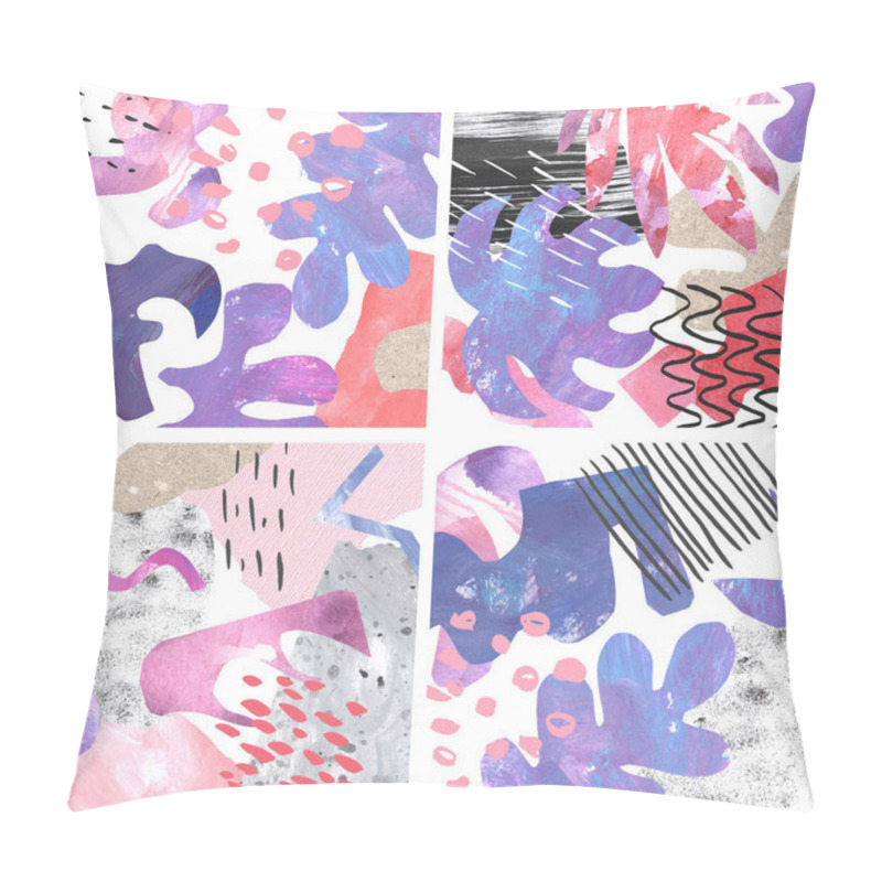 Personality  Abstract Collage Of Pasted Hand Painted Paper Pillow Covers