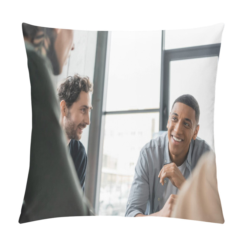 Personality  Positive Interracial People With Alcohol Addiction Talking During Group Therapy In Rehab Center  Pillow Covers