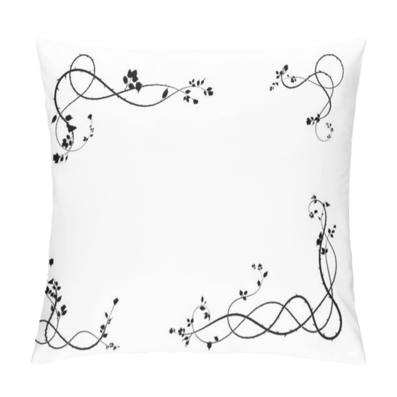 Personality  Frame Of Roses Weaving On A White Paper Background. Scroll Image Vector Pillow Covers