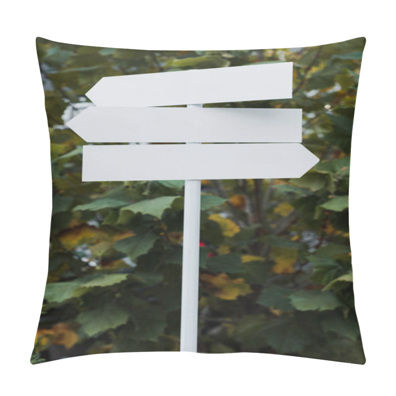 Personality  White And Empty Directional Arrows Near Green Leaves  Pillow Covers