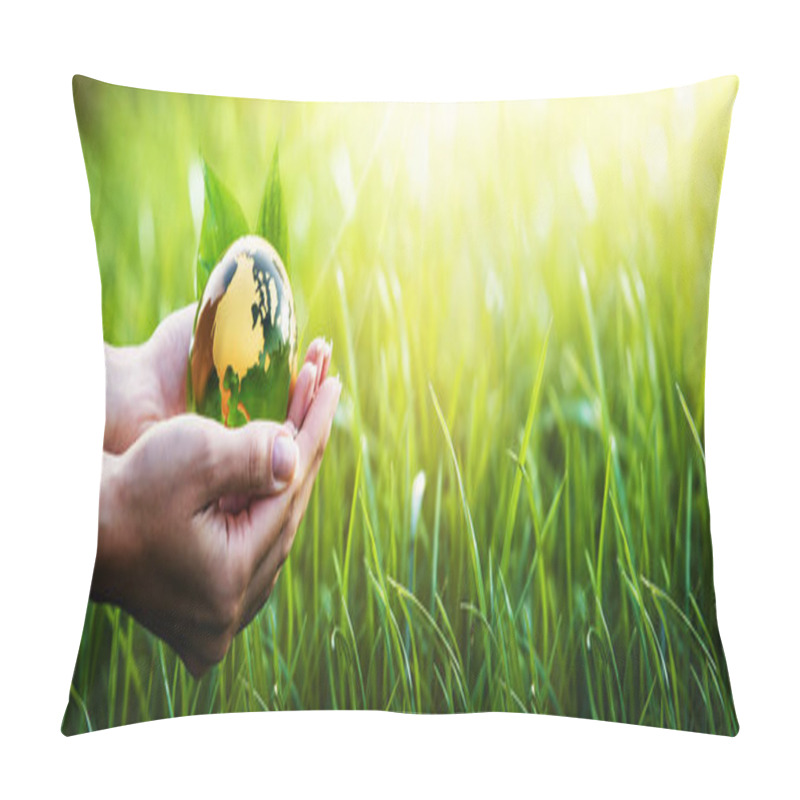 Personality  Green Planet In Your Hands. Environment Concept Pillow Covers