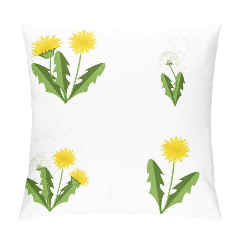 Personality  Vector Illustration Dandelions Set With Leaves. Pillow Covers