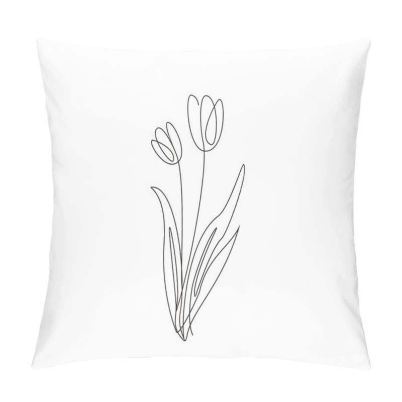 Personality  One Line Continuous Of Flower, Single Line Drawing Art, Tropical Leaves Pillow Covers