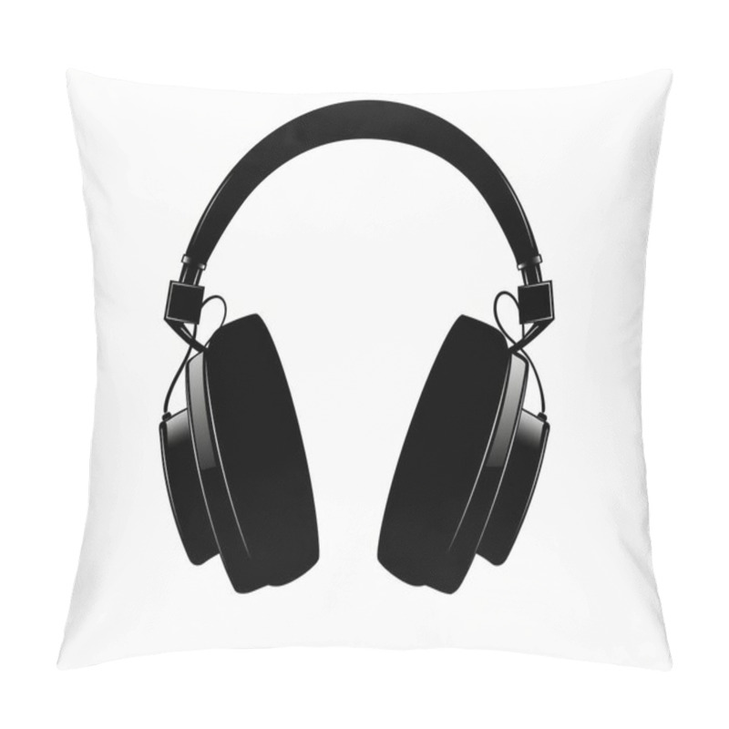 Personality  Stylish Black Headphones Designed For A Premium Audio Experience. Pillow Covers