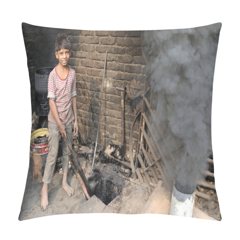 Personality  Child Worker In A Shipyard In Dhaka, Bangladesh Pillow Covers