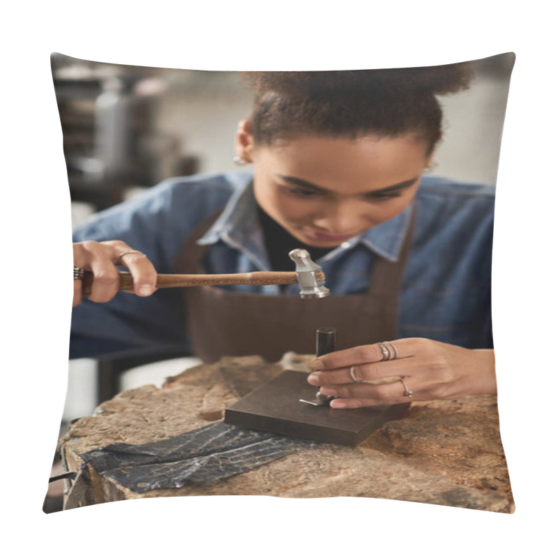 Personality  A Talented Artisan Focuses On Her Craft, Shaping Beautiful Jewels With Care And Precision. Pillow Covers