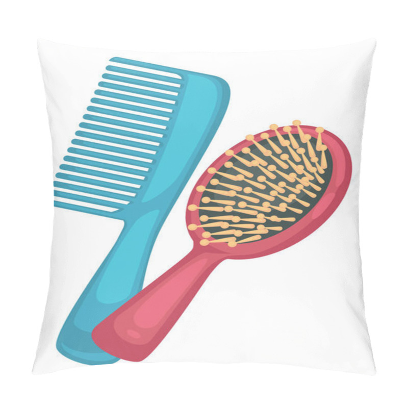 Personality  Hairbrushes Of Professional Specialists, Tools Of Hairdresser Or Stylist. Combs Of Different Type, Trendy Objects For Hair Care. Personal Item For Combing, Coiffure Made Of Plastic, Vector In Flat Pillow Covers