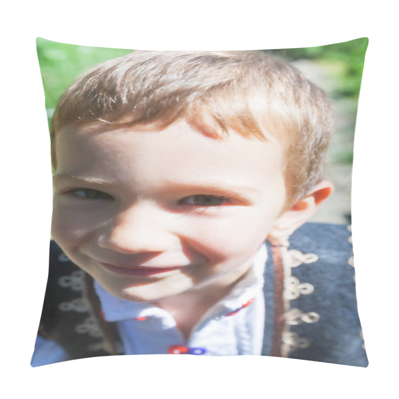 Personality  Romanian Peasant Child Having Mood To Play Pillow Covers