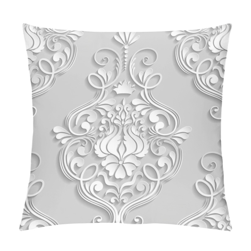 Personality  Vector Damask Seamless Pattern Element. Elegant Luxury Texture For Wallpapers, Backgrounds And Page Fill. 3D Elements With Shadows And Highlights. Paper Cut. Pillow Covers