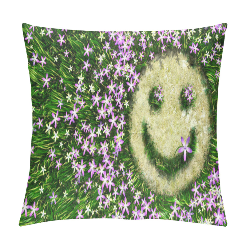 Personality  Flower Smiley On The Grass Decorative Background Pillow Covers