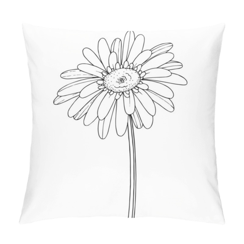 Personality  Vector Gerbera Floral Botanical Flower. Black And White Engraved Pillow Covers