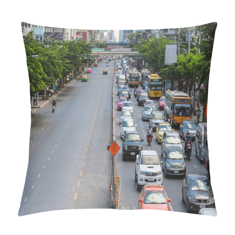 Personality  Different Of The Traffic In The Rush Hours In Bangkok, Thailand  Pillow Covers