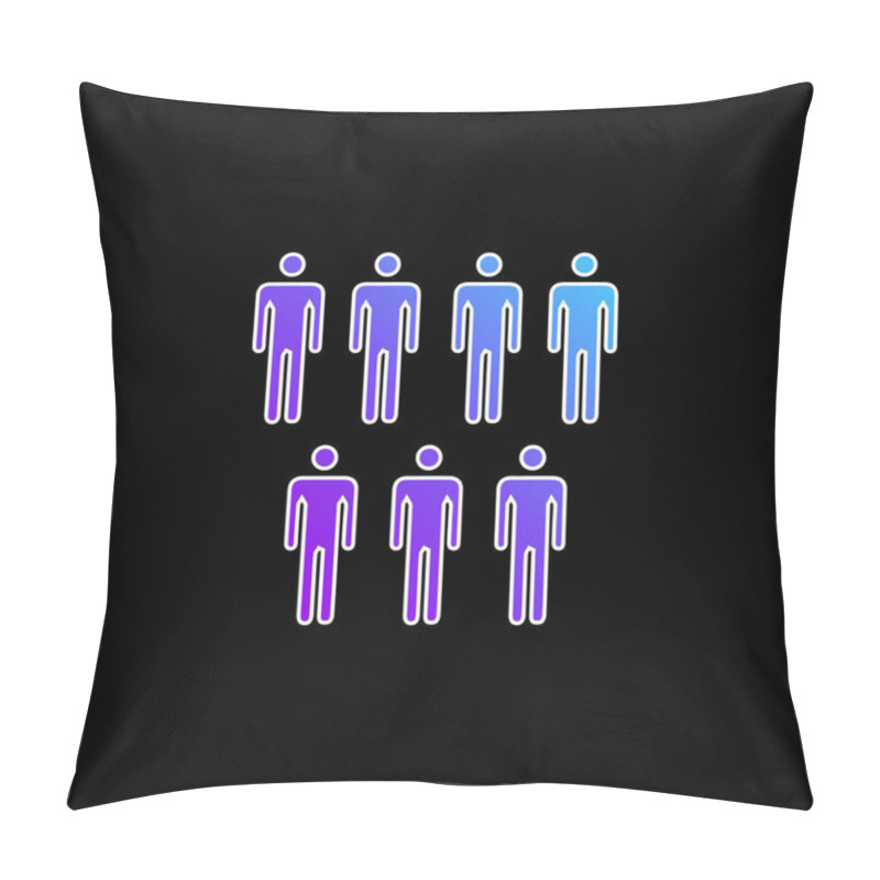 Personality  7 Persons Male Silhouettes Blue Gradient Vector Icon Pillow Covers