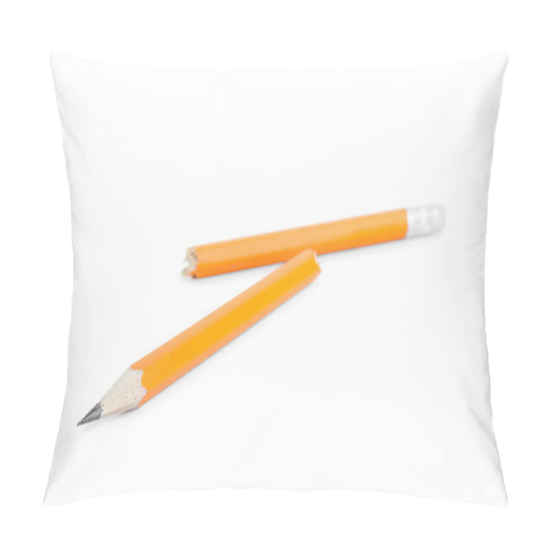 Personality  Broken Graphite Pencil With Eraser Isolated On White Pillow Covers