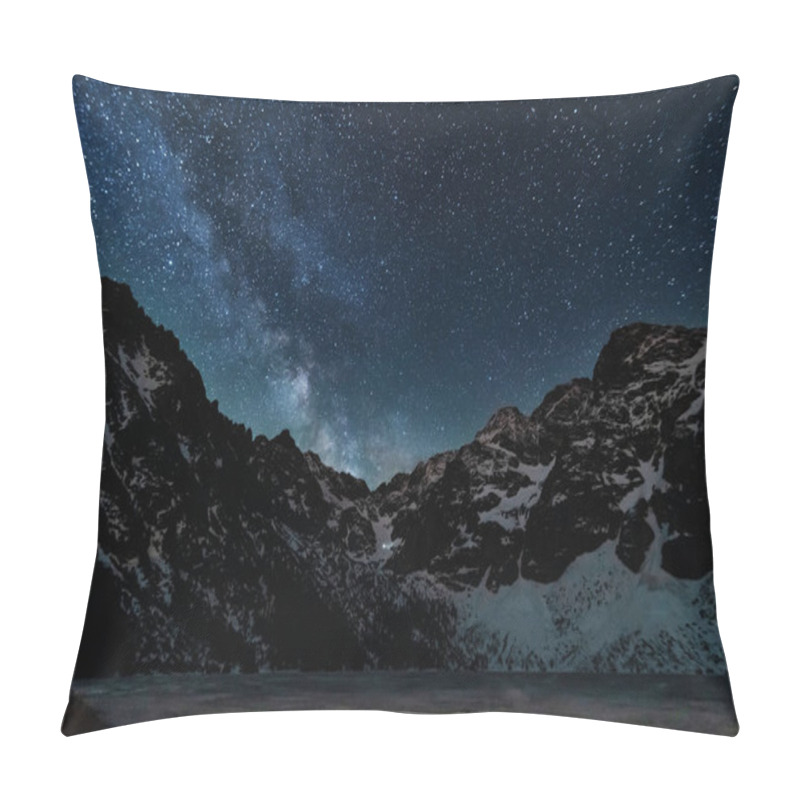 Personality  Bright Starry Sky With The Milky Way On The Background Of High Tatras Mountains Pillow Covers