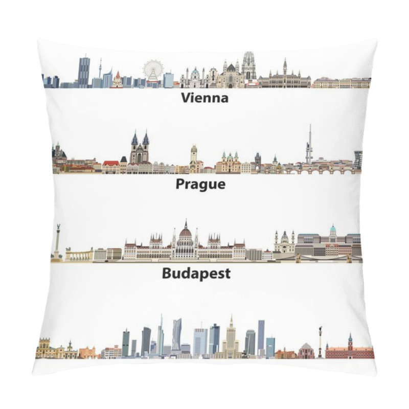 Personality  Vector City Skylines Of Vienna, Prague, Budapest And Warsaw Pillow Covers