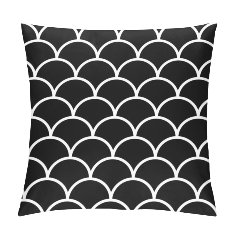 Personality  Vector Fish Scale Seamless Pattern . Monochrome Geometric Texture. Pillow Covers