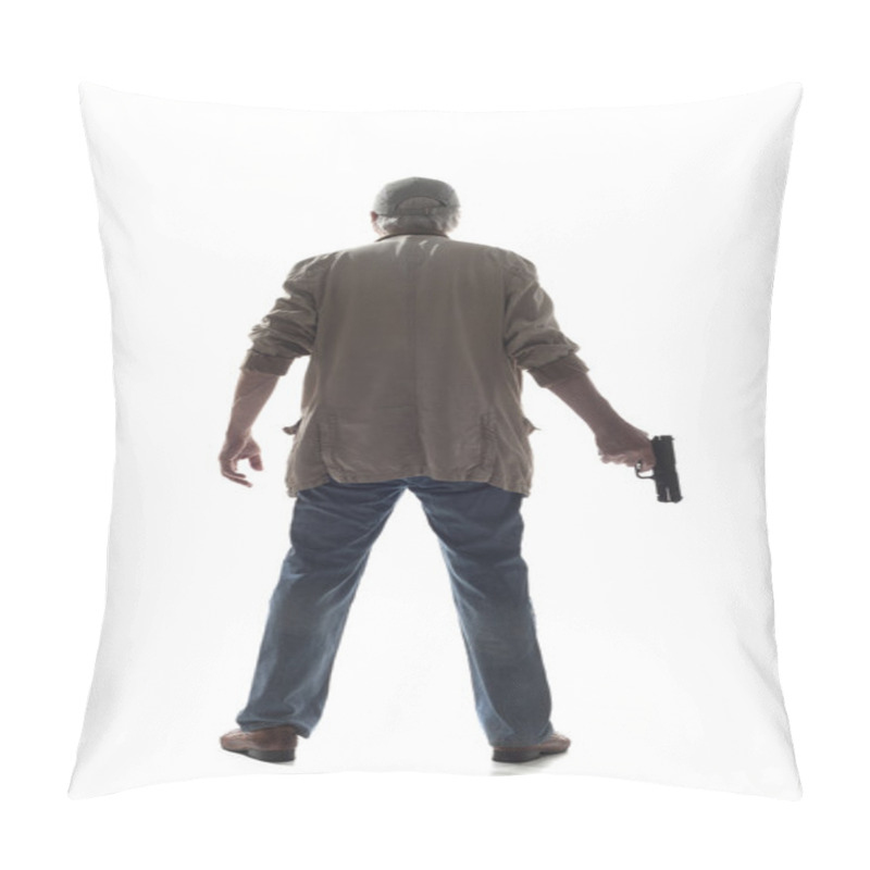 Personality  Elderly Man With A Gun Pillow Covers