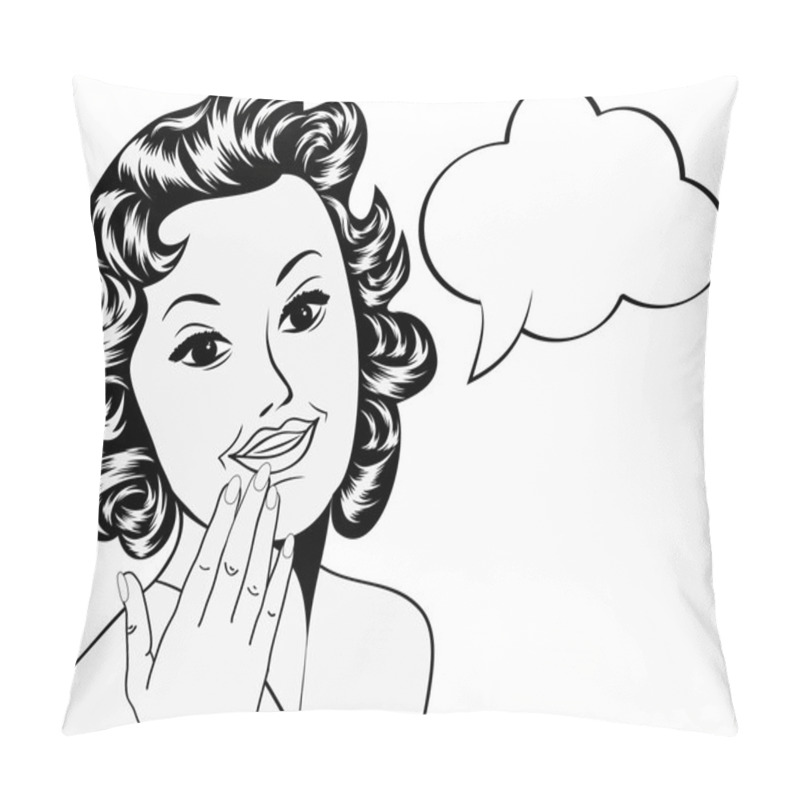 Personality  Cute Retro Woman In Comics Style With Message Pillow Covers