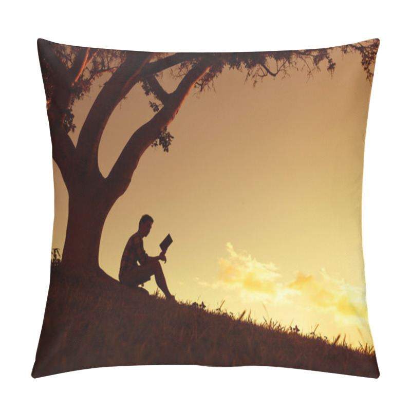 Personality  Man Reading In The Park Pillow Covers