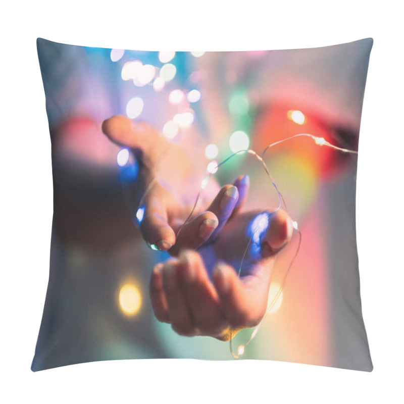 Personality  Christmas Bokeh Lights Party Decoration Hands Pillow Covers