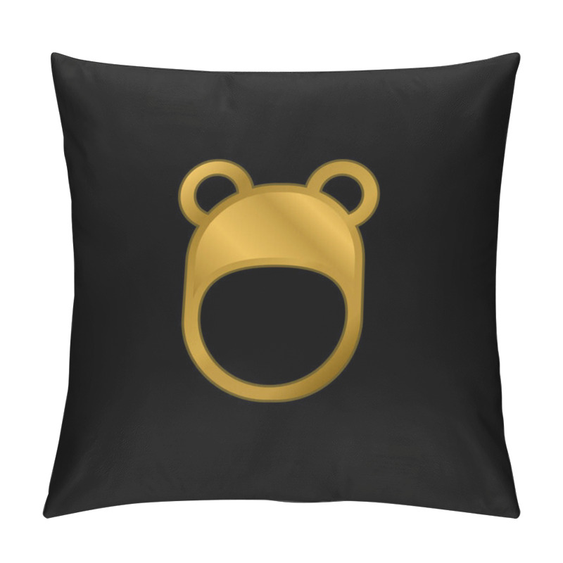 Personality  Bear Hat Gold Plated Metalic Icon Or Logo Vector Pillow Covers