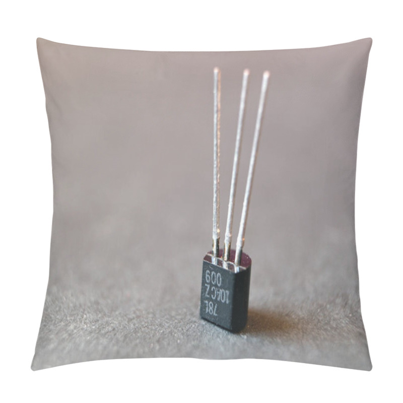 Personality  Close Up Of A Transistor. Isolated Single Semiconductor Electronic Component. Pillow Covers