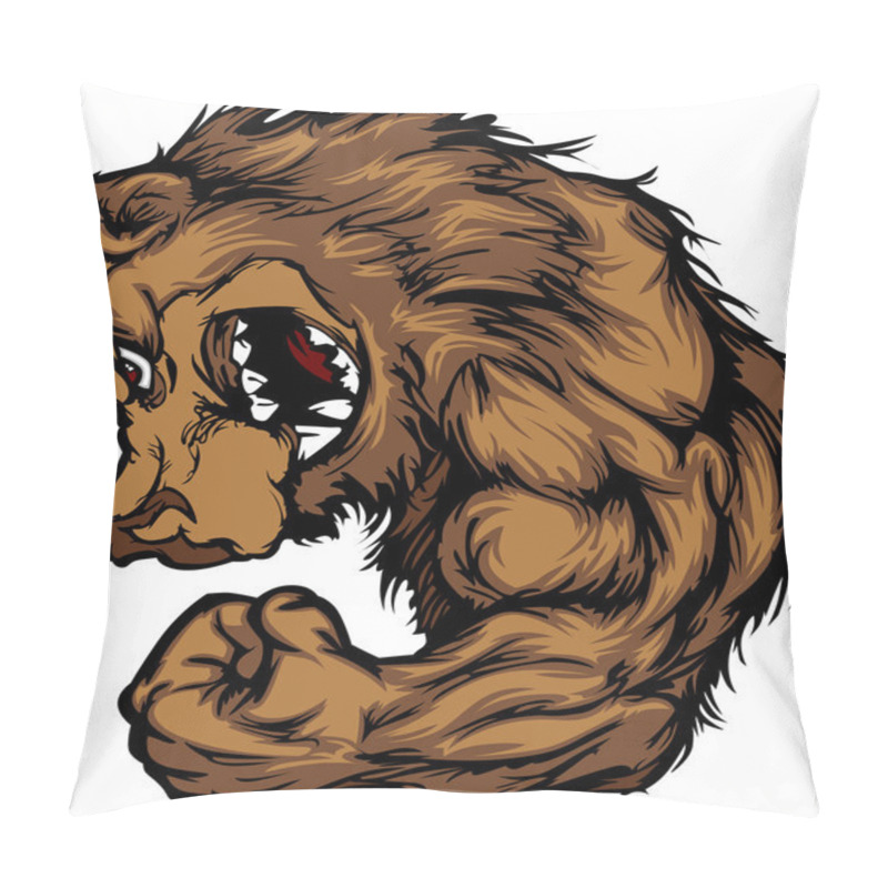 Personality  Bear Mascot Flexing Arm Cartoon Pillow Covers