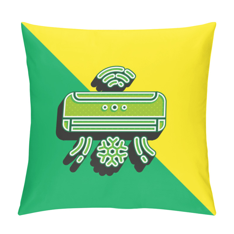 Personality  Air Conditioner Green And Yellow Modern 3d Vector Icon Logo Pillow Covers