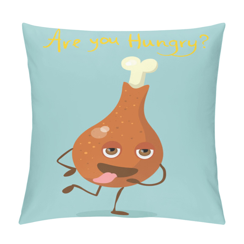 Personality  Vector Illustration Design Of Cartoon Funny Drumstick Chicken With Emotions. Pillow Covers