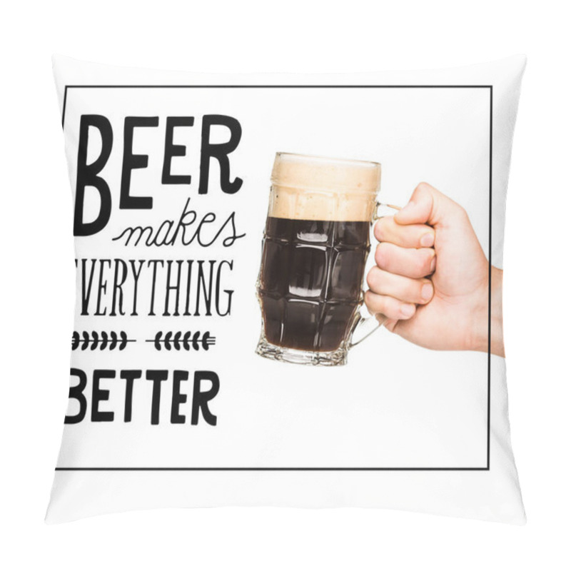 Personality  Person With Glass Of Dark Beer Pillow Covers