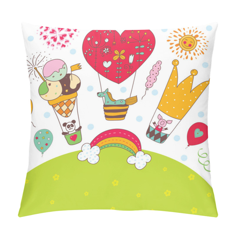 Personality  Postcard With Cute Animals. Pillow Covers