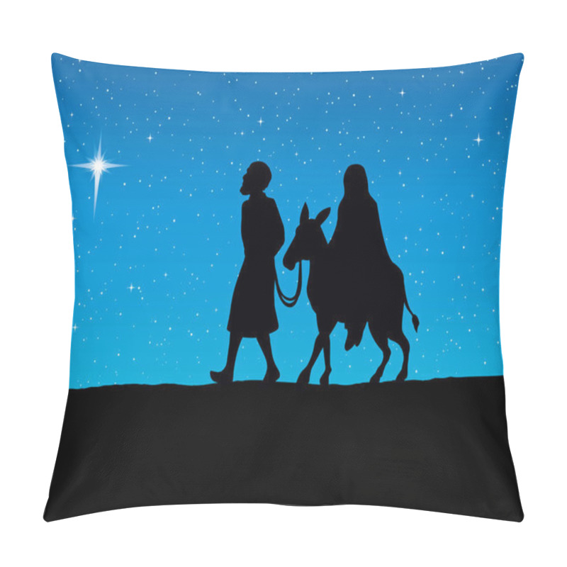 Personality  Joseph Mary Go To Bethlehem. Vector Drawing Pillow Covers