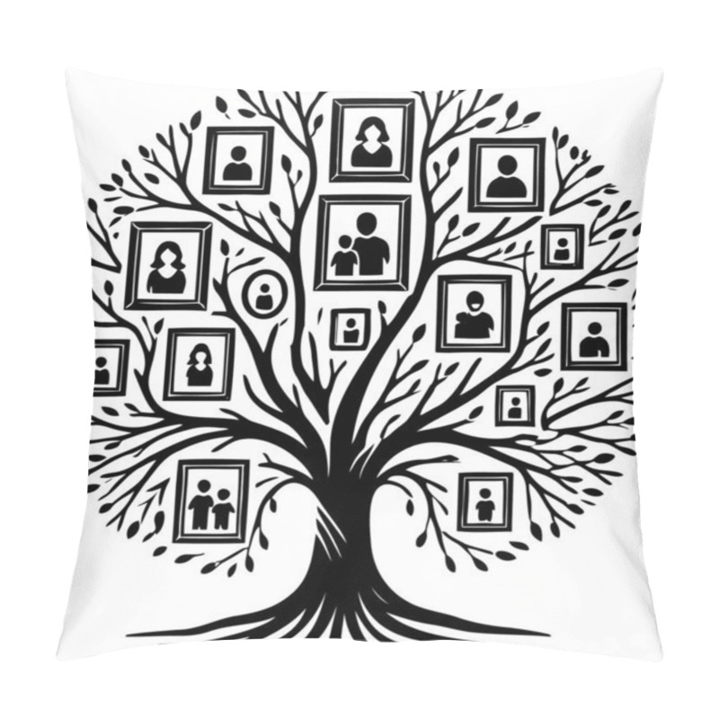 Personality  Family Tree In Simple Minimal Vector Stencil Style Pillow Covers