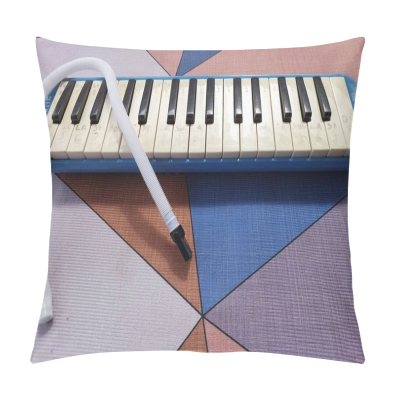 Personality  Pinrang, Makassar, Indonesia. October 03, 2024: A Musical Instrument That Is Played By Blowing Is Called A Pianica. Pillow Covers