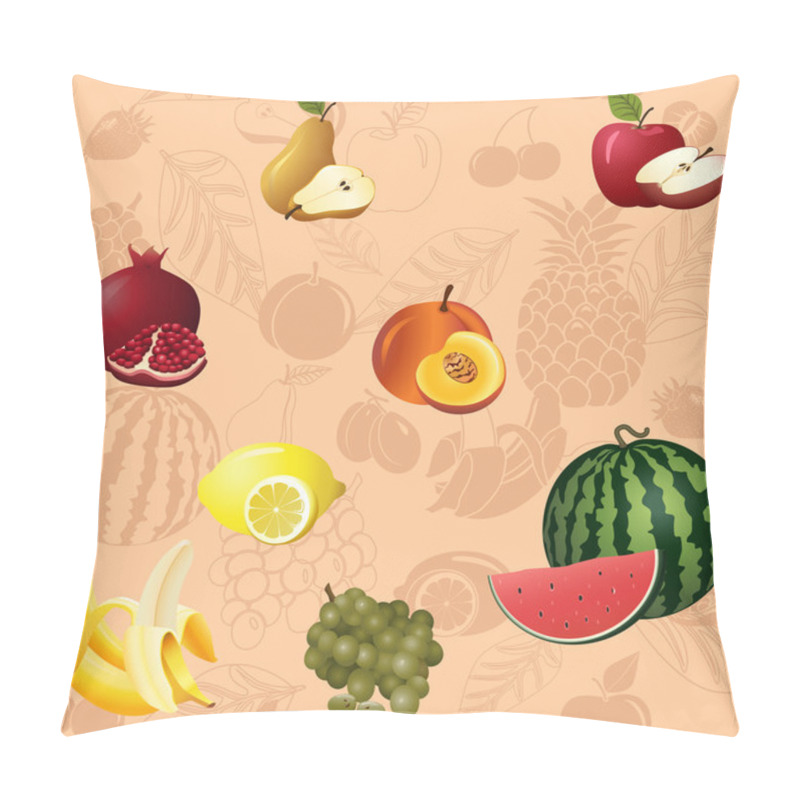 Personality  Seamless Pattern Fruits And Berries Pillow Covers