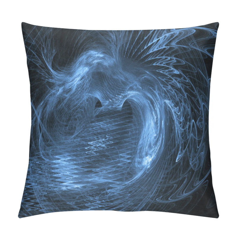 Personality  Abstract Blue Background On Black Background With Fractal Shapes Of Varied Designs Pillow Covers