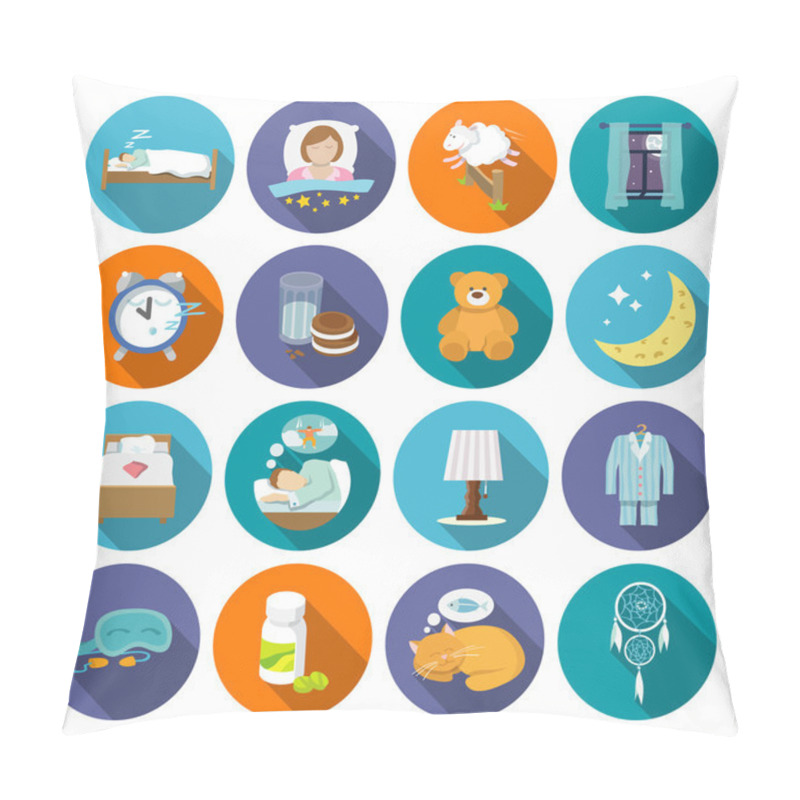 Personality  Sleep Time Icons Flat Pillow Covers