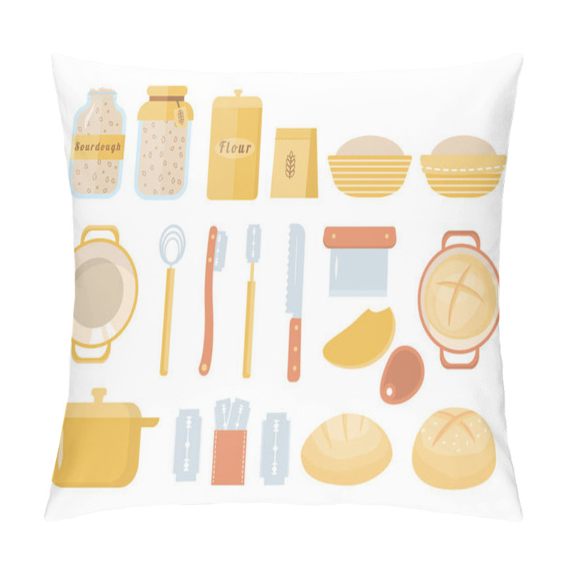 Personality  Sourdough Bread Home Baking Set Of Icons.  Pillow Covers