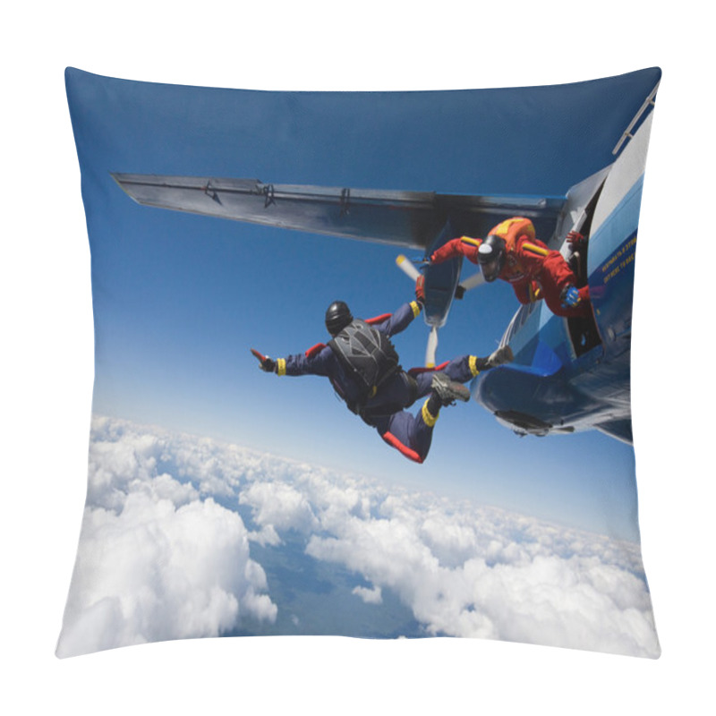 Personality  Two Skydivers Jumping From Airplane Pillow Covers