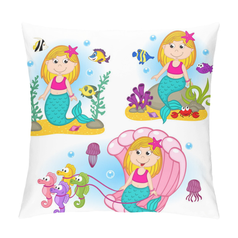 Personality  Set Of Isolated Mermaid Under The Water Pillow Covers