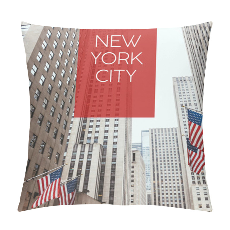 Personality  Low Angle View Of Skyscrapers And American Flags On New York City Street With 