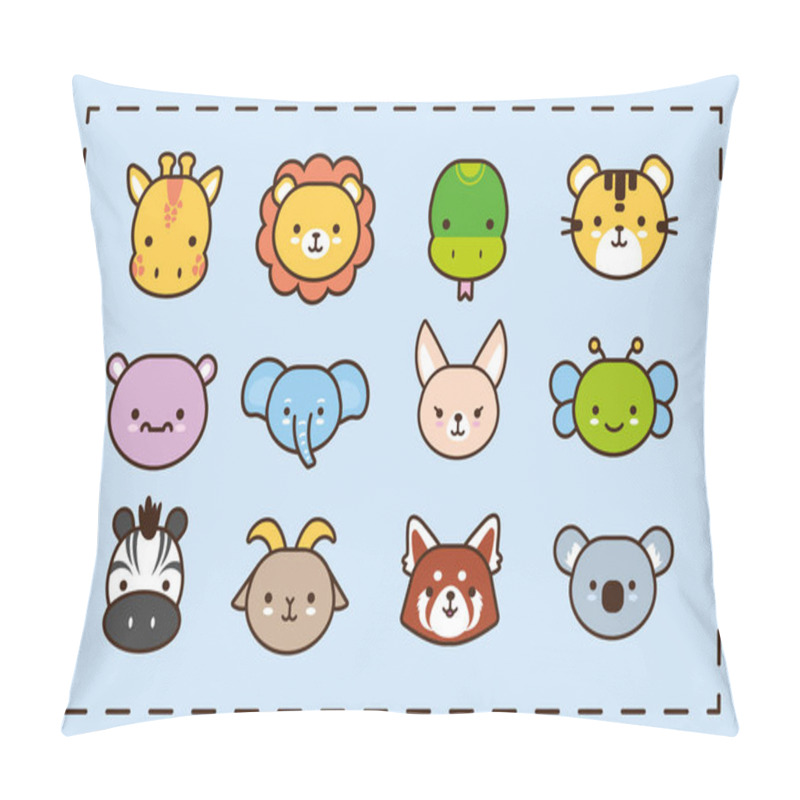 Personality  Bundle Of Twelve Kawaii Animals Line And Fill Style Pillow Covers